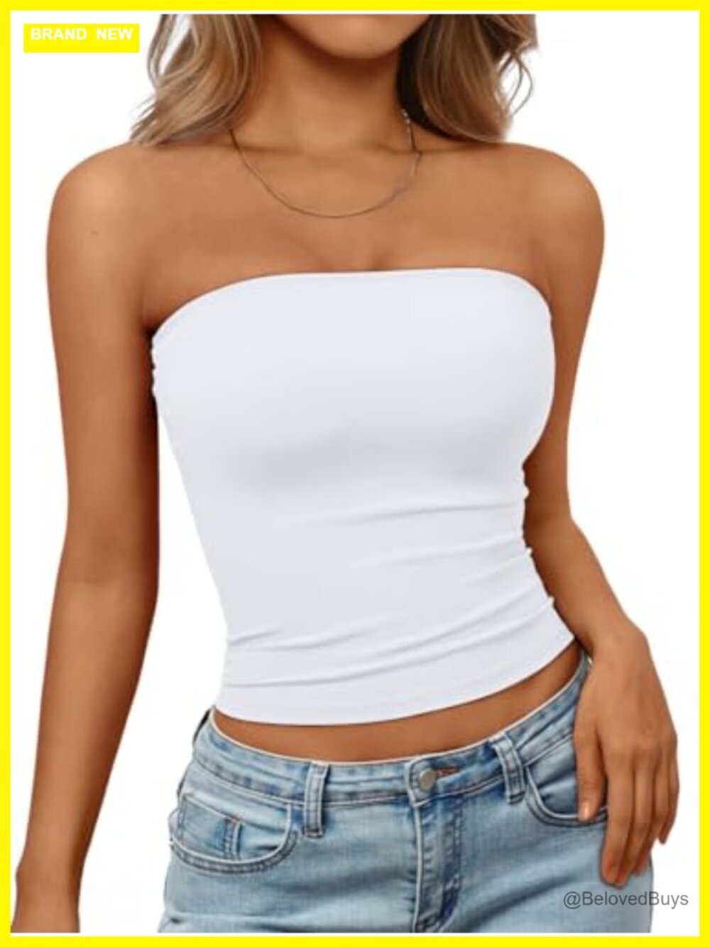 Women's Strapless Bandeau Crop Top Stretch Slim Fit Y2K Tube Summer Top